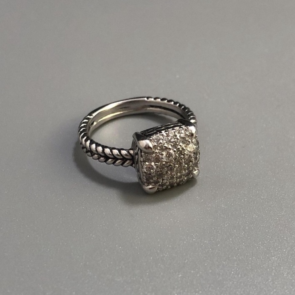 David Yurman Silver and Diamond Pave Ring sz8